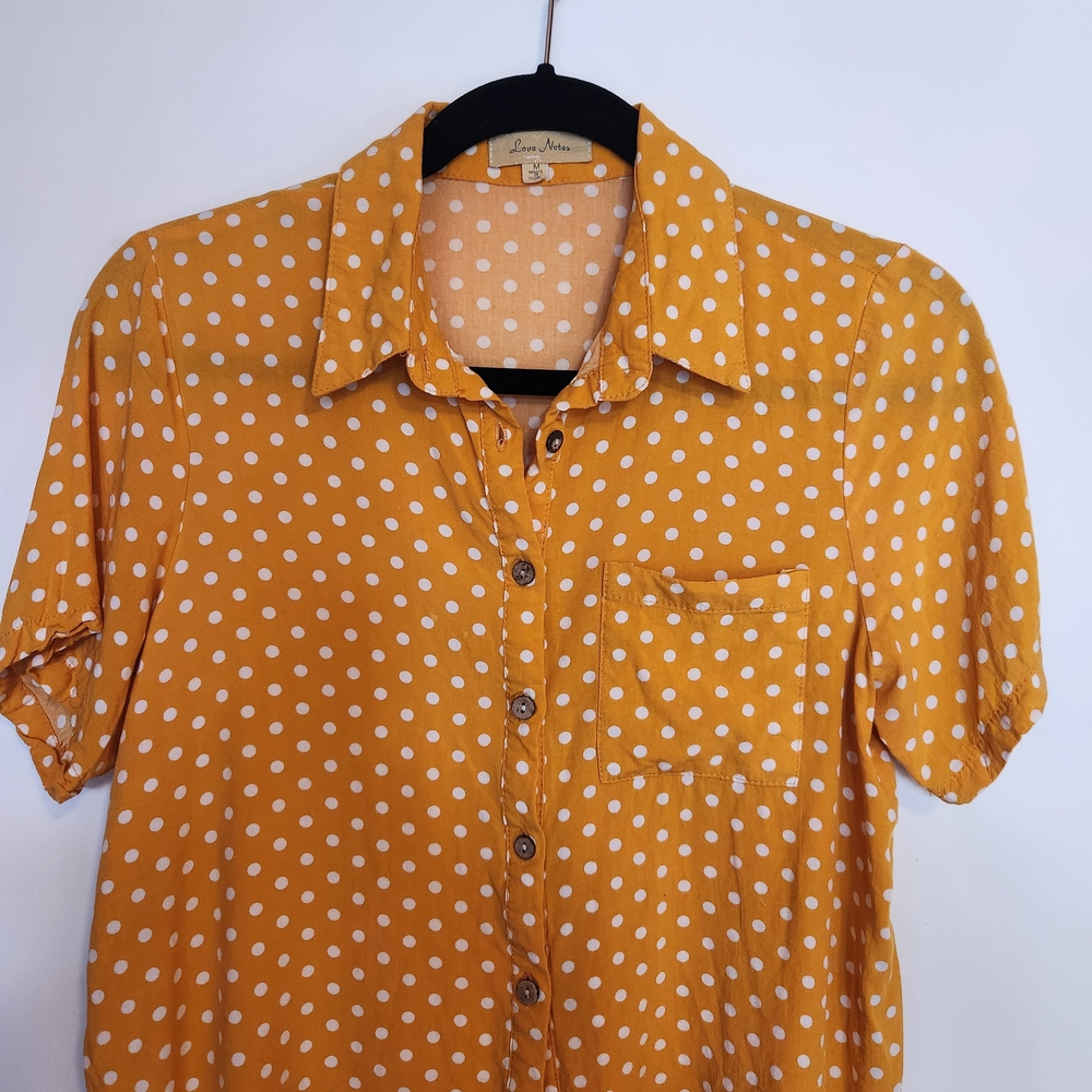 Love Notes Mustard Polka Dot Blouse